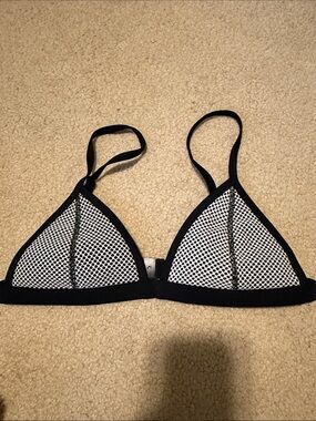 triangl swimwear Black & White Mesh Triangle Bikini Top